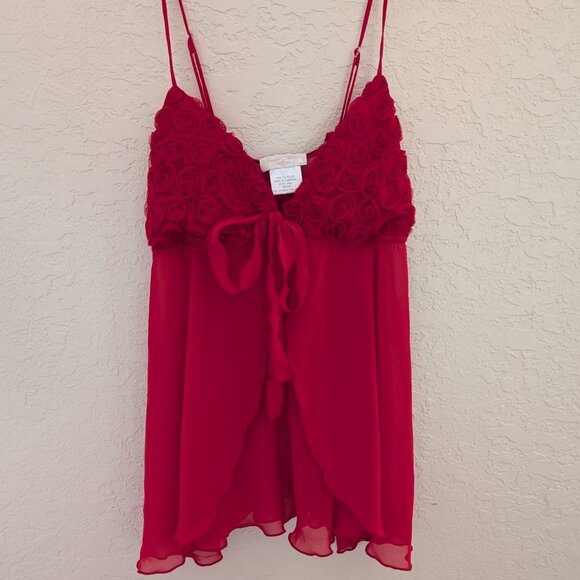 Vintage Inner Most Rose Red Lingerie Floral Intimate Sexy Tank Top Size M Y2K 90 - Picture 2 of 6